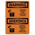 Signmission Safety Sign, OSHA WARNING, 10" Height, 14" Width, Aluminum, Corrosive Material Bilingual, Landscape OS-WS-A-1014-L-12532